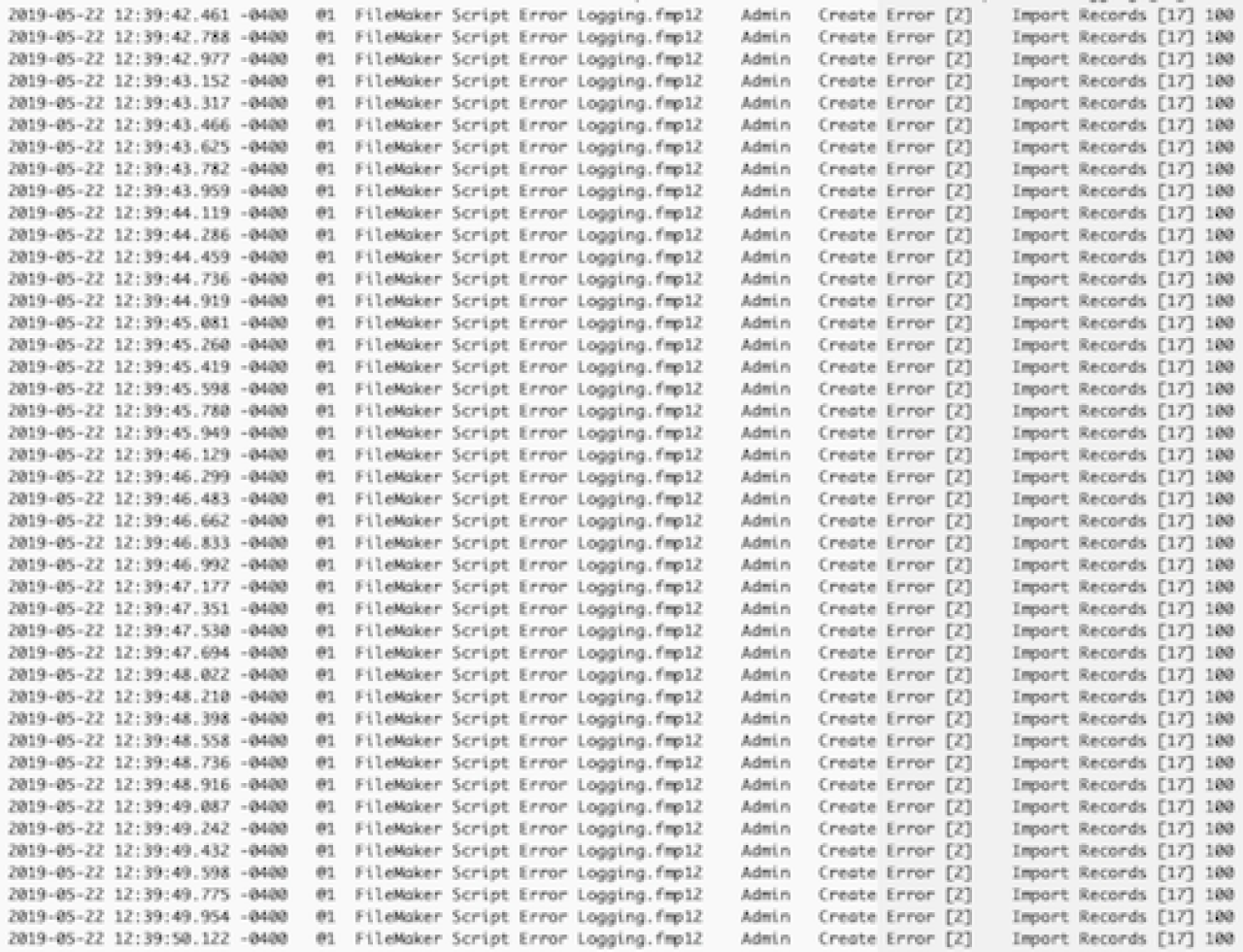 FileMaker Script Error Log.