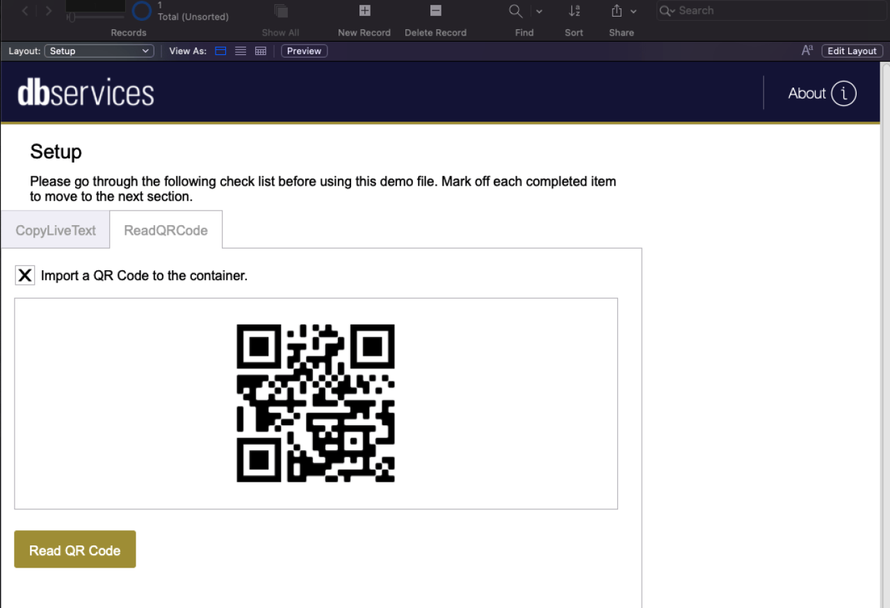 filemaker 19.5 read qr code function tab.