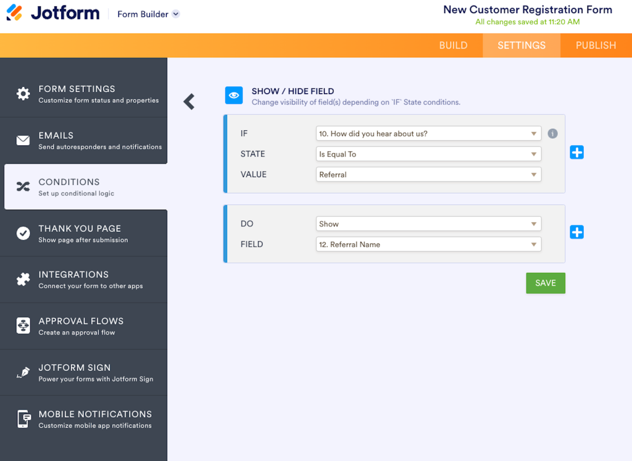 filemaker jotform integration conditional logic.