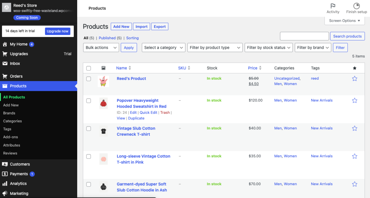 filemaker woocommerce integration example products.