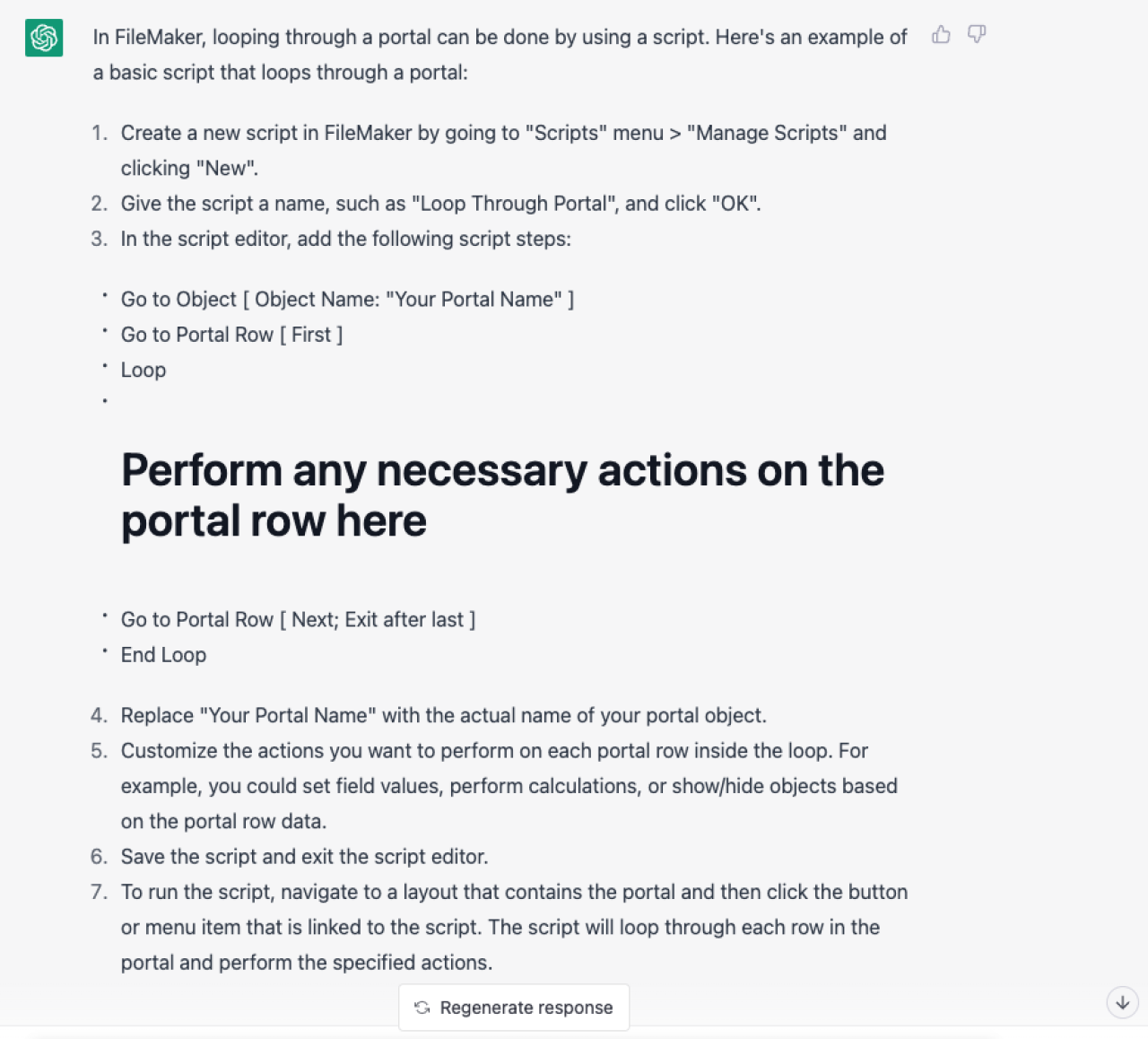 filemaker chatgpt create script prompt.