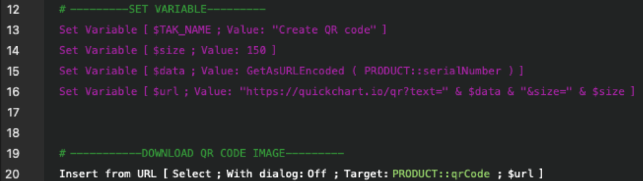 Claris FileMaker Barcode Techniques Set Variable.