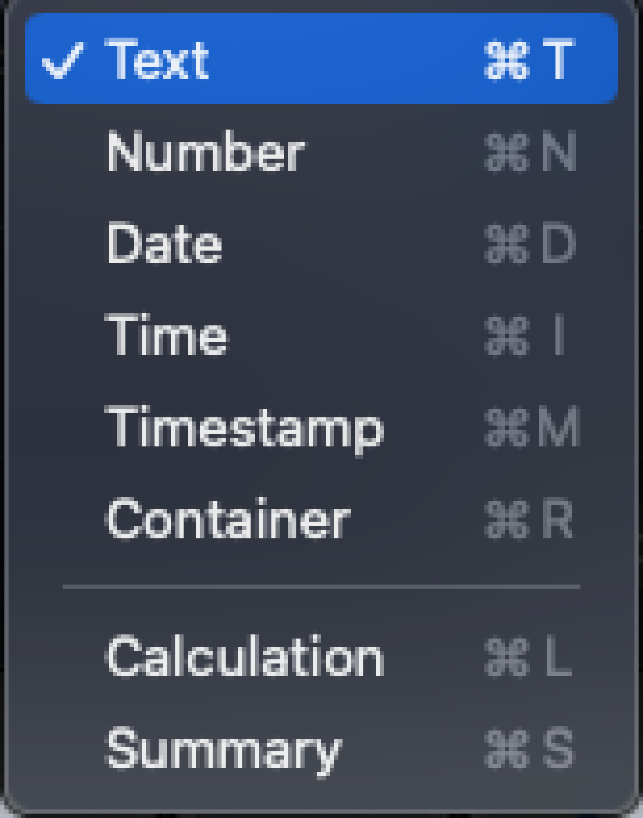 FileMaker Database Field Types.