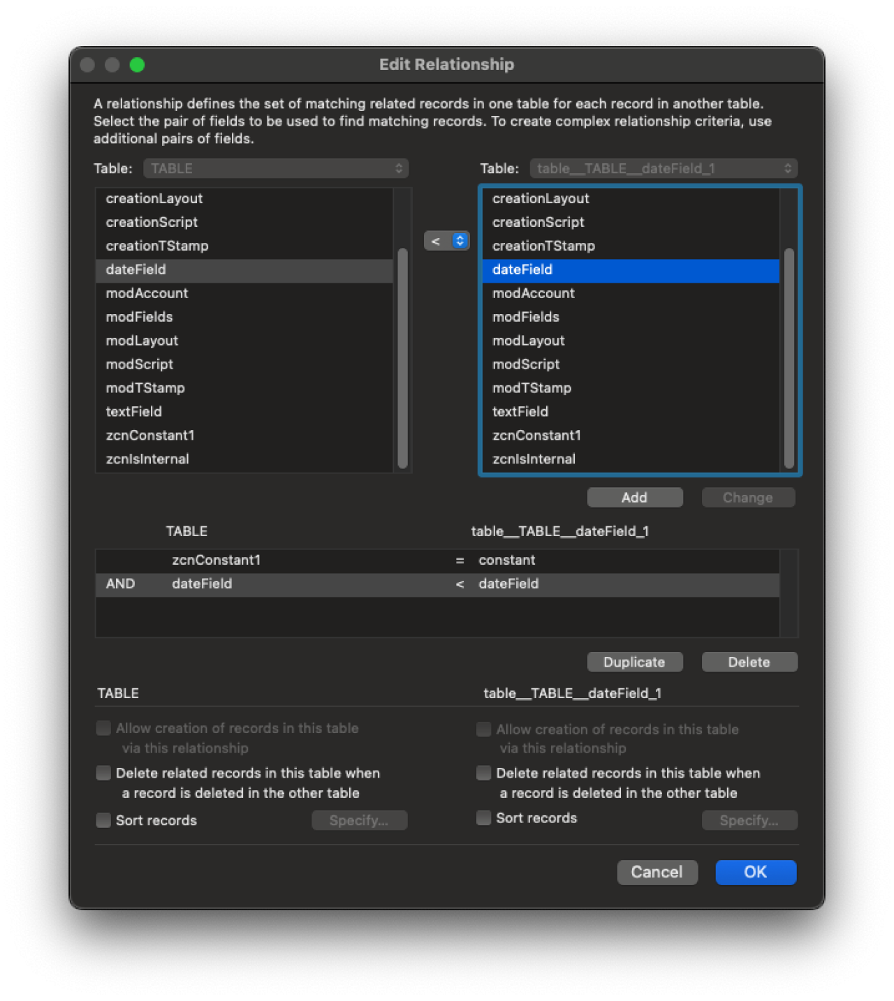 Claris FileMaker Performance Optimization portal filtering relationship.