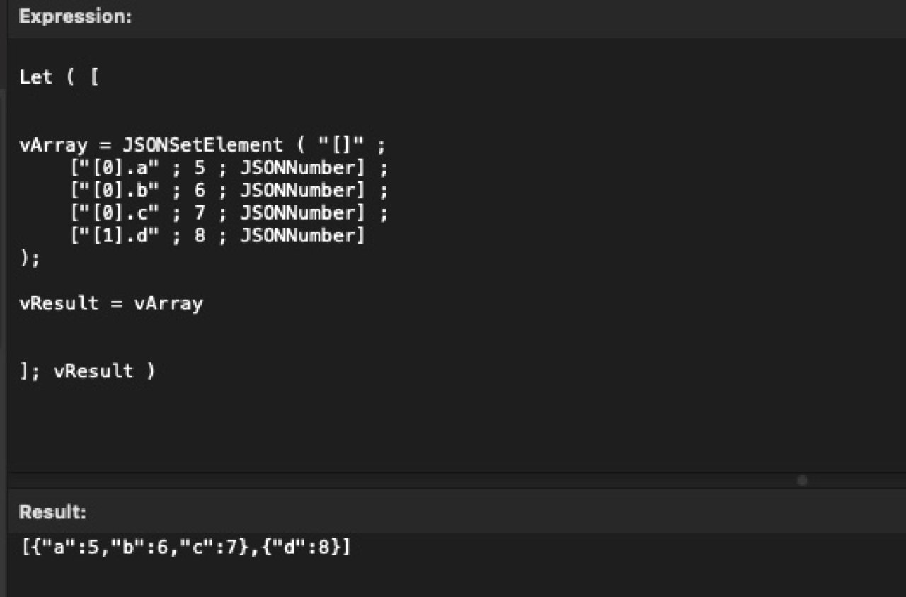 filemaker 2024 json enhancements append element to array.