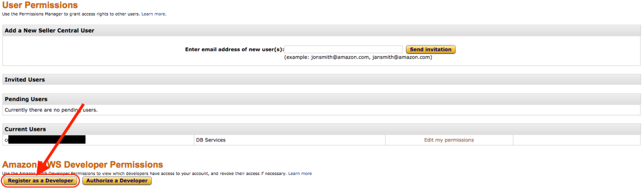 FileMaker Amazon Marketplace Integration Register Developer.