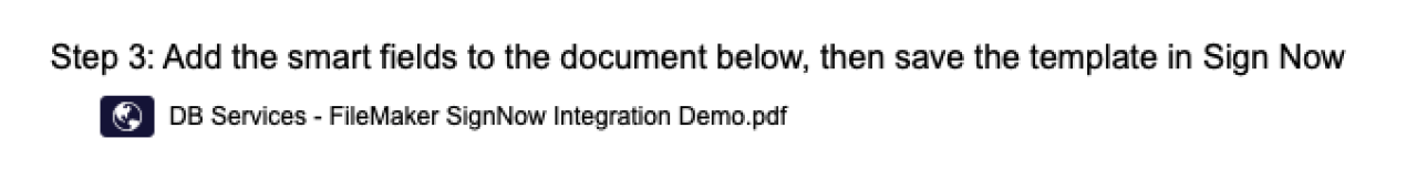 filemaker signnow integration open template page link.