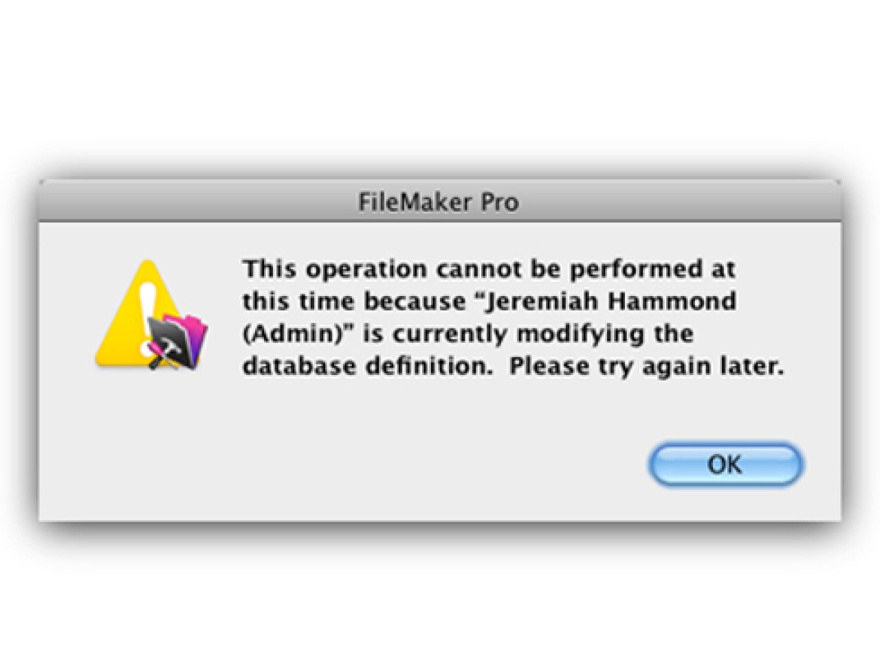 working on live filemaker system.