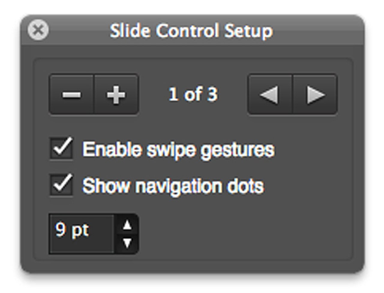 filemaker slide controls.