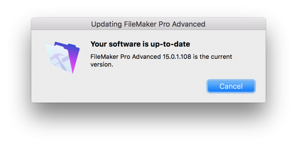 FileMaker Up To Date Message