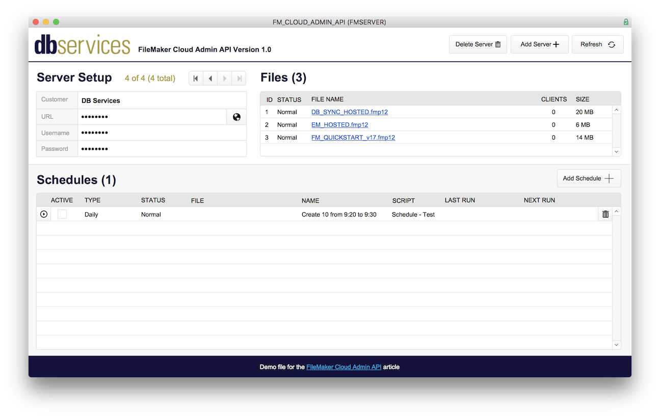 FileMaker Cloud Schedule Setup