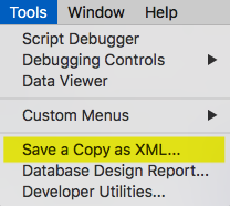 FileMaker Save a Copy as XML