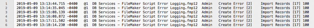 FileMaker Script Error Log