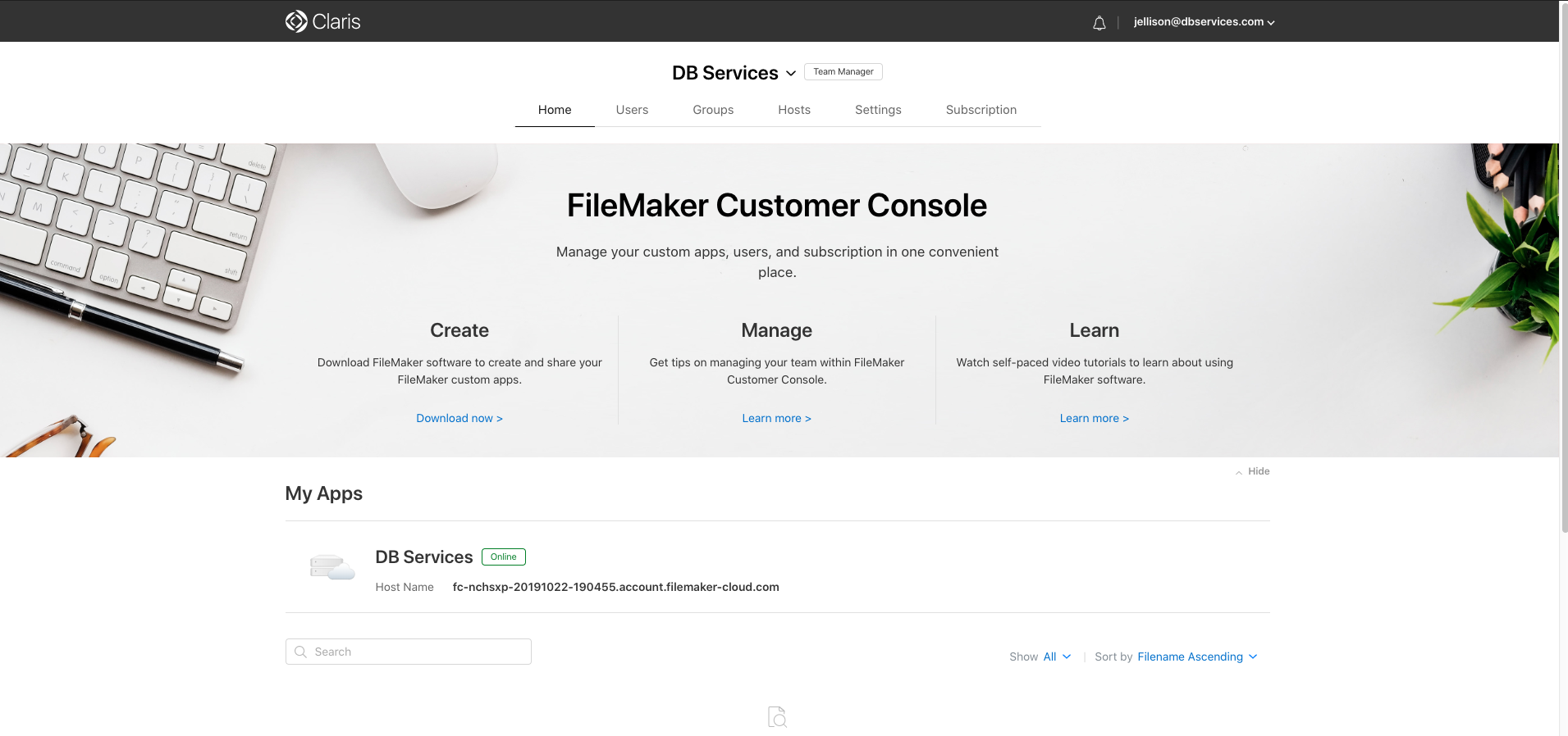 FileMaker Cloud Customer Console